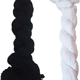 Women's Plain Synthetic Dupattas, Black & White, Free Size, Set of 1, Odhani Chuni Shawl with Fringe Pure Cotton-11