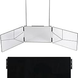 3 Way Mirror for Hair Cutting- 360 Mirror for Haircuts for Men, Barber Mirror Self Cut Mirror with Height Adjustable Telescoping Hooks, and 5X Magnifying Mirror for Makeup(Black)-picture-31
