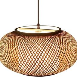 Bamboo Lamp shade | Pendant Lamp | Boho Lamp Shade|Cane Lampshade | Rattan Lamp Shade | Bamboo Hanging Lamps Pendant Light for home office decoration Color-Beige (Diameter 14 Inch)-18