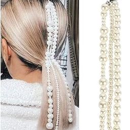 1 Pcs Premium Faux Pearl Hair Extensions Chain Bridal Hairband Multi-strand Hair Chain Accessories for Women-image-4