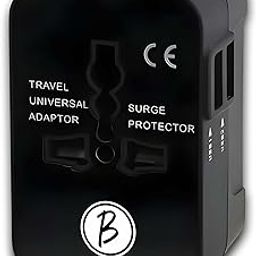 BTfash Universal Travel Adapter All in One Worldwide, Travel Adapter and Wall Charger with USB Ports with Multi Type Power Outlet (2U - USB 1A,100-240) Voltage (Black)-image-18