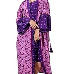 Women Exclusive Pure Cotton Two pcs Night Gown Set Sleeveless Inner with Full Sleeves Robe/Housecoat-image-80
