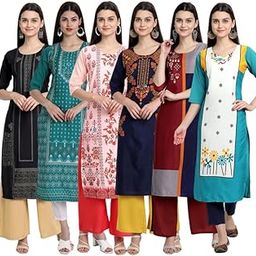 Printed Crepe Kurti for Women ll Vibrant Colour Kurti (Pack of 6)-picture-32