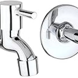 BHANMATI Hardware Items (Brass Disc) Stainless Steel Turbo Bib Tap Long Body for Bathroom and Kitchen with Chrome Finish and Quarter Turn Fitting (Accessories) Pack of (2)-image-67