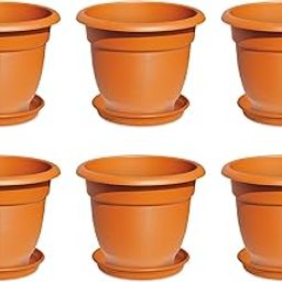 MILTON Blossom Mate 2 Plastic Pot with Tray, Set of 6, Terracotta Brown | Flower Pot with Tray | Balcony | Garden Planter | Plant Container | Gamla | Easy to Carry | Indoor | Outdoor-image-5
