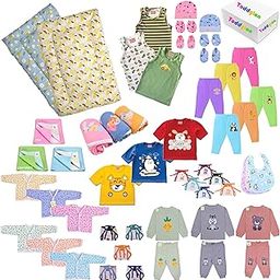 Toddylon Baby Essentials Gift Set | Baby Shower Gift Hamper | Baby Clothing Gift Combo of 52 Items (0-6 Months)-image-17
