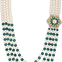 4 Layers Green and White Glass Beads Base Groom/Dulha Moti Mala Haar Necklace for Men's (ML1108094GGre)-image-57