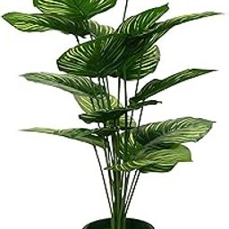 30 Inch Artificial Plant Philodendron with Black Pot Tropical Caladium Ornamental Plant for Indoor and Outdoor, Home, Shop, Office, Restaurant Decor Dark Green (Pack of 1), Plastic-0