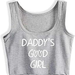 Daddy Good Girl Crop Top Sleeveless Cotton Tank Top Vest Funny Girl Vest-86