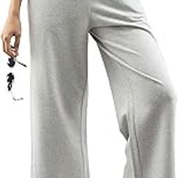 Women High Rise Waist Regular Fit Cotton Flared Trackpant (M, Grey)-36