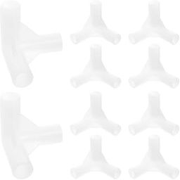 20pcs Tee Joint Canopy Fittings Pipe Fittings Canopy Parts Replacement Greenhouse Pipe Connectors Small Pipe Fitting Canopy Replacement Parts Plastic White Tent Frame-0