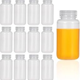 KAUSHIK INDIA Polypropylene 12 Pcs 8oz Plastic Sample Bottles 250ml Wide Mouth Reagent Bottle Water Sample Container Lab educations Container Translucent Tool for Laboratories home kitchen-picture-11
