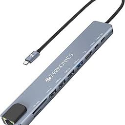 ZEBRONICS CT101, 10 in 1 Multiport HUB, 4K HDMI, 100 Watts PD Charging, USB 3.0, 2X Type C, 4X USB, SD, mSD, RJ45, Compact Metal Design, LED Indicator, Multi OS Compatible-15