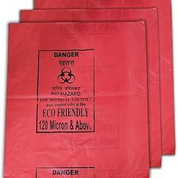 Medical Biohazard Bag/Garbage Bag 18 * 18 Red Colour (Pack of 100 PCS) Medium Size (RED)-25