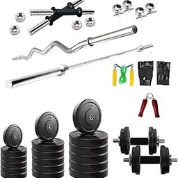 GoFiTPrO 40 KG Rubber weight Home Gym with 3 Ft Curl Rod +5 Ft plain rod (20)-picture-12