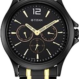 Black and Gold Black Dial Quartz Multifunction Stainless Steel Strap Watch for Men-NS1698KM02/NT1698KM02-38