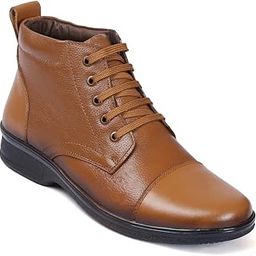 High Ankle Genuine Leather Boots For Men ZA-1161 | Anti-slip Hiking And Motocycling Shoes With Cushioned Insole-image-35