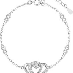 925 Silver Locked in Love Infinity & Intertwined Hearts Bracelet, Adjustable | Gifts for Women and Girls | With Certificate of Authenticity and 925 Stamp | 6 Months Warranty*-image-1