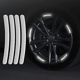 MAPPERZ 20pcs 3D Reflective Wheel Tire Rim Stripe Sticker for Car Motorcycle Cycling Bike Bicycle Night Safety Stripe Universal Anti-Scratch Reflective Rim Stickers - White-11