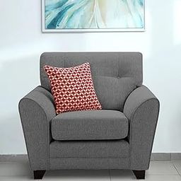 Design HUB Fabric One Seater Sofa Chair for Living Room (Light Grey)-48