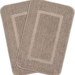 SARAL HOME EASY LIVING Microfiber Rectangular Anti Slip Bathmats Soft & Super Absorbent Mats for Shower Washable,Non-Slip & Quick-Drying Mats for Home/Kitchen/Office/Livig Room Pack of 2 Beige,45X70CM-9