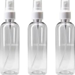 B H Industry Transparent Plastic Empty Refillable Reusable Fine Mist Spray Bottle with Dust Cap 200 ml Spray Bottle (Pack of 3, Clear, White, PET)-55