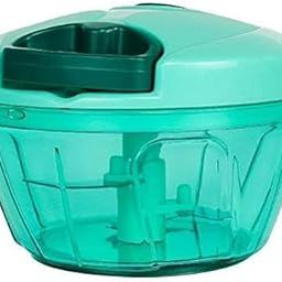 QUENZE Manual Mini Food Chopper - Compact Hand-Powered Food Processor/Blender with 3-Blades 450ML - to Chop Fruits, Vegetables, Nuts, Herbs, Onions, Meat, Garlics for Salsa, Salad, Pesto, Co-2