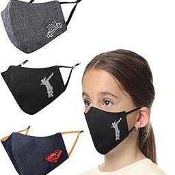 MASQ By Q-One SuperBro 4 Layer, Reusable, with Lanyard & Ear Adjusters, Anti-Bacterial (BFE>99%) Embroidered Cotton Cloth Face Mask for Kids (7-12 Years, Black-Navy-Grey)-23