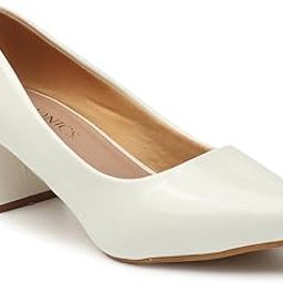 Women's Solid Pointed Toe Block Heel Pumps-image-13