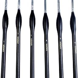 Amazon Brand - Solimo 6-Piece Fine Tip Paint Brush Set for Pinstriping & Detail Work - Watercolor, Acrylic, Nail Art & Script Painting - Professional-image-71