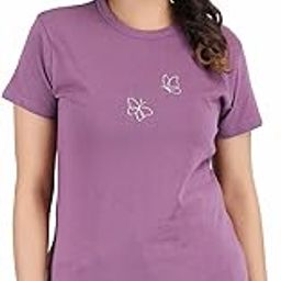 Printed Round Neck Style T-Shirt for Women | Slim Fit | Short Sleeve | Gym Sports Tshirt 100% Cotton T-Shirt for Women.-image-43