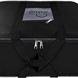 STUFFIN Lightweight Nylon Underbed Storage Bag | Foldable Organizer with Zipper & Handles for Clothes, Blankets, Sarees, Documents & Toys, (Black & Gray, 69.6L, 54x46x28 cm) Pack of 1-24