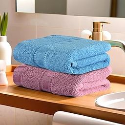 Kuber Industries Pack of 2 Cotton Hand/Face Towels for Men & Women | Easily Washable | Workout Gym Napkins for Men | Pocket Towel - Pink & Sky Blue-17