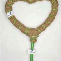 S Season Handmade Heart-Shaped Coir Moss Pole for Small/Medium Climbing Plants - Real Moss Stick for Indoor & Outdoor Potted Plant Support - Slim Forest Moss Totem Pack of 1-16