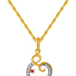 p.c. chandra jewellers 14k (585) Yellow Gold and American Diamond Pendant for Women-picture-22