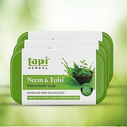 TAPI HERBAL Neem and Tulsi Herbal Bathing Bar by Natural Organic Soap for Clear, Healthy & Radiant Skin with Essential Oils (3)-2