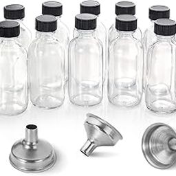 Store2508 12 Pcs Small Clear Glass Bottles (60ml) with Lids & 3 Stainless Steel Funnels Round Sample for Potion Kombucha Juice Ginger Shots Oils Whiskey Liquids Mini Travel Bottles NO Leakage-image-39