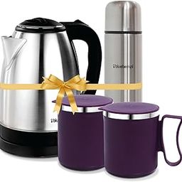 Blueberry's Electric Kettle 2 Litre, 1500W, Double Layered Cool Touch, Stainless Steel inner body with Auto Cut Off, 360 degree Rotating Base (Combo)-image-67