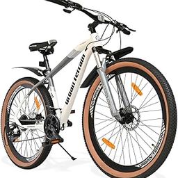 Urban Terrain Aeroblast Alloy Cycle 29T MTB (21 Speed) Gear Bicycle for Men/Boys with Front Suspension & Disc Brake Mountain Bike | Ideal for 15+ Years, Unisex, Frame Size :17.5 inch (WhiteGrey)-22