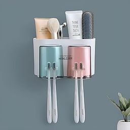 LXOICE™ Toothbrush Holder Wall Mounted, Toothbrush Holders for Bathroom, Tooth Brushes Holder,Brush Holder for Bathroom Wall Mounted (Round Model, 2 Cup)-image-21