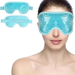 Adjustable Soft Sleeping Eye Mask with Cooling Gel Beads for Dark Circles Dry Eyes Relief Stretchable Blindfold Travel Comfort Women Men-9