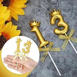 Shree ji Enterprises 13 Number Happy Birthday Candle/Birthday Cake Candle/Happy Birthday Candle for Birthday Theme/Happy Birthday Candles for Cake (Golden Crown)-image-10