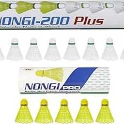 Nongi Pro Combo Pack of 15 Shuttlecocks (5 Yellow Plastic), 200 Plus(10 White Plastic) for Outdoor Indoor Sports-image-80
