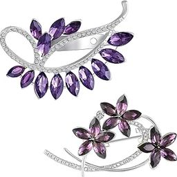 Combo of 2 Saree pinWedding Wedding Brooch with Purple Crystals for Women (CO1105773RPur)-20