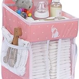 CRADLE STAR Hanging Diaper Caddy Organizer - Baby Shower Gifts for Changing Table - Hold 50+ Diapers - Nursery Baby Essentials for Newborn - Pink - 17x9x9 inches-image-39