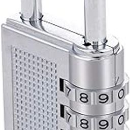 VENEKETY 4-Digit Combination Lock for Luggage, Door, Gate, Tool Box - Number Padlock With Safe Pin Password, Zinc Alloy Hand Bag Shape (Silver, 1-Piece)-97
