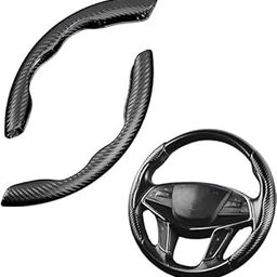 RELEMTRA Carbon Fiber Black Grain Pattern Steering Wheel Cover, Men's and Women's Safe and Non-Slip Car Accessory Compatible with Volkswagen Vento-image-14