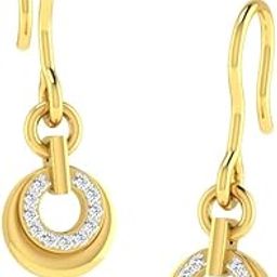 18KT Yellow Gold Diamond Drop Earrings for Women-image-72