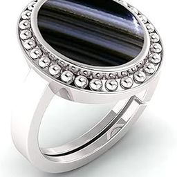6.50 Carat Sulemani Hakik Ring Original Natural Black Haqiq Precious Gemstone Hakeek Astrological Silver Plated Adjustable Ring Size 16-24 for Men and Women-image-72