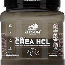 BYSON NUTRITION Creon Crea Micronized Creatine HCL Powder, Supports Optimal Strength, Endurance, Muscle Mass, and Fast Loading | Creatine Hydrochloride Formula | Supports Muscle Growth, Muscle, Cognitive, Enhanced Muscle Absorption and Recovery || USA Made || Unflavoured, 250g-32